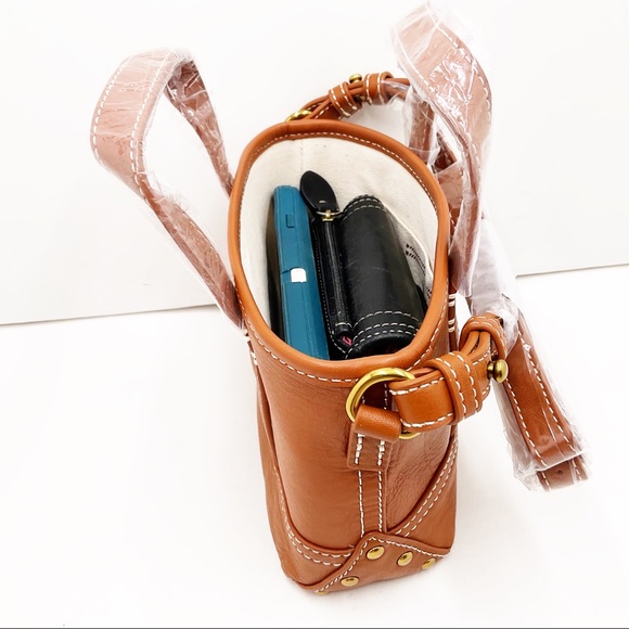 💕H.P💕🆕{J. Crew}Rich Oak Leather Mini Montauk Tote Bag - Picture 6 of 14